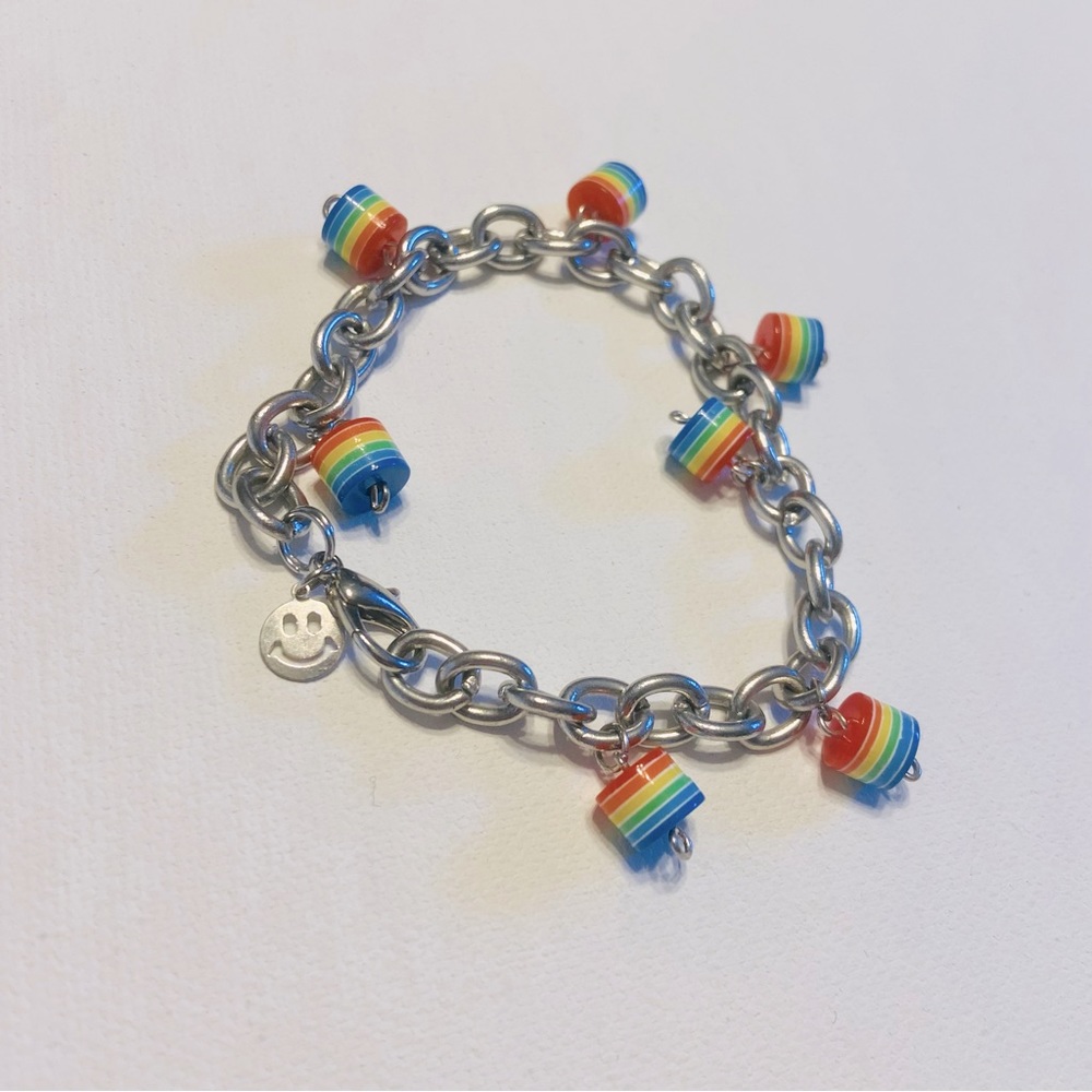 Rainbow Pride Bead Charm Bracelet